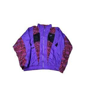 Vintage 90s Retro Sport Nike Windbreaker Jacket Purple Pink Graphic Women Large‎